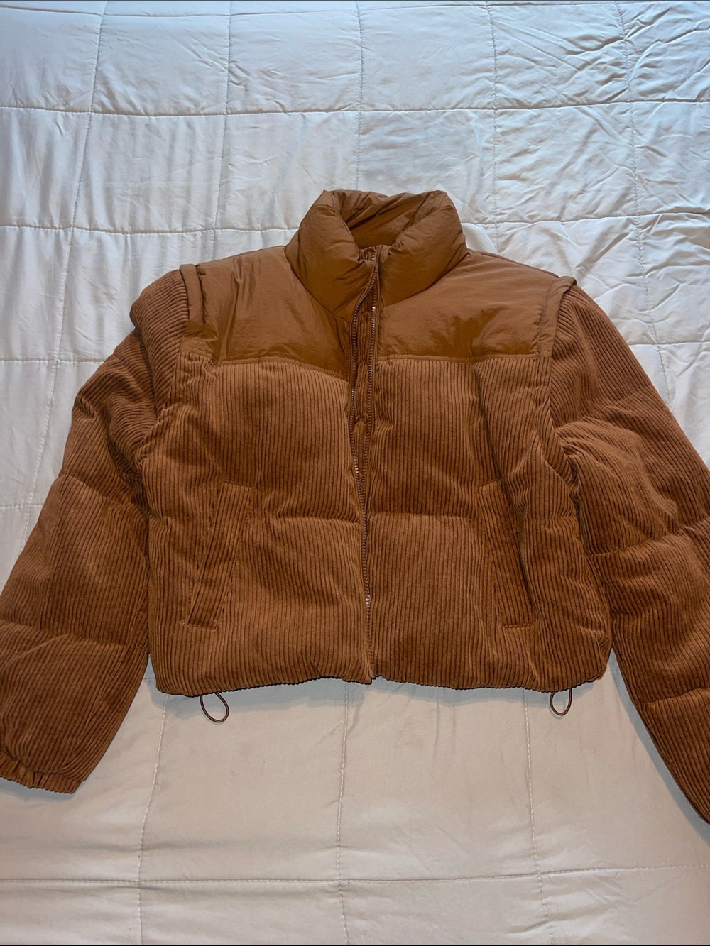 Brown Corduroy Puffer Jacket - Women's